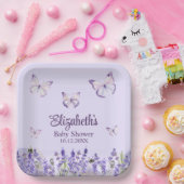 Lila Schmetterlinge und Lavenders Babydusche Pappteller (Party)