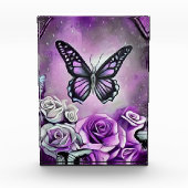 Lila Schmetterlinge und Rose Fotoblock (Vorderseite)