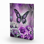 Lila Schmetterlinge und Rose Fotoblock (Rechts)