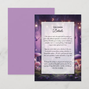 Lila Schmetterlinge und Sternenhimmel-Hochzeit Begleitkarte