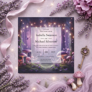 Lila Schmetterlinge und Sternenhimmel-Hochzeit Einladung