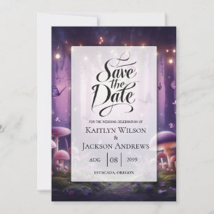 Lila Schmetterlinge und Sternenhimmel-Hochzeit Save The Date