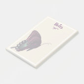 Lila Schmetterlinge und weiße Punkte Post-it Klebezettel (angewinkelt)