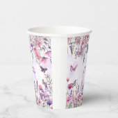 Lila Schmetterlinge und Wildblumen Pappbecher (Rechts)