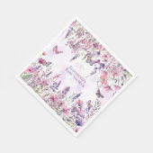 Lila Schmetterlinge und Wildblumen Serviette (Ecke)