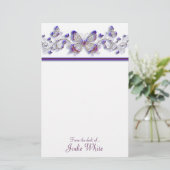 Lila Schmetterlinge - vom Schreibtisch von. Briefpapier (Stehend Vorderseite)