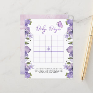 Lila Schmetterlinge Wildblume Baby Bingo Game