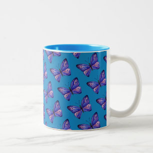 Lila Schmetterlinge Zwei-Tone-Tasse Zweifarbige Tasse