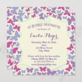 Lila Schmetterlings-Baby-Duschen-Einladung Einladung (Vorne/Hinten)