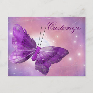 Lila Schmetterlings-Fantasie-Mond-Designs Postkarte