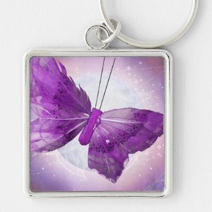 Lila Schmetterlings-Fantasie-Mond-Entwürfe Schlüsselanhänger