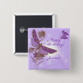 Lila Schmetterlings-Knopf Button (Vorne & Hinten)