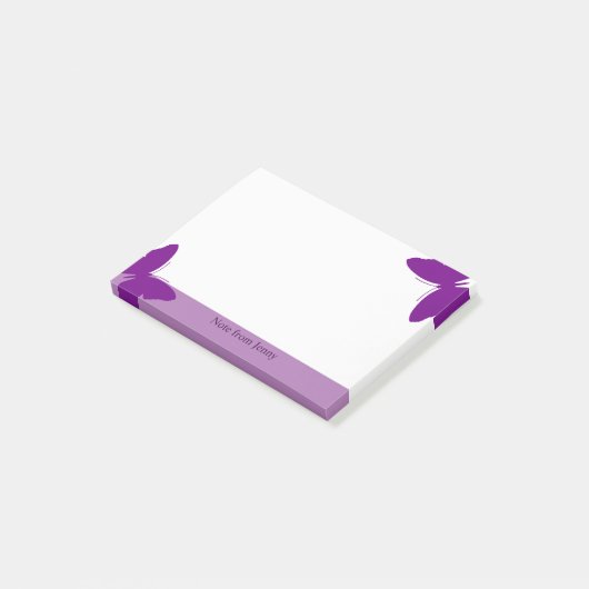 Lila Schmetterlings-kundenspezifischer Text-lila Post-it Klebezettel (angewinkelt)