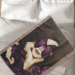 Lila Schmetterlings-Maskenball Frau Elegante Fanta Decke