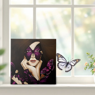Lila Schmetterlings-Maskenball Frau Elegante Fanta Fliese