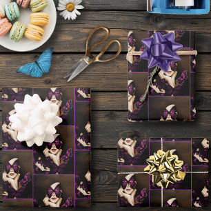 Lila Schmetterlings-Maskenball Frau Elegante Fanta Geschenkpapier Set