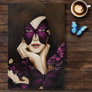 Lila Schmetterlings-Maskenball Frau Elegante Fanta Puzzle