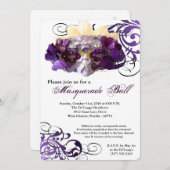 Lila Schmetterlings-Maskerade-Masken-Kostüm Einladung (Vorne/Hinten)