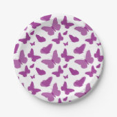 Lila Schmetterlings-Party Pappteller (Vorderseite)