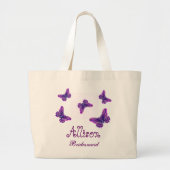 Lila Schmetterlings-personalisierte Jumbo Stoffbeutel (Vorne)