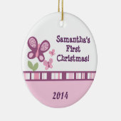 Lila SchmetterlingsBlume Personalisiert Name Ornam Keramikornament (Rechts)