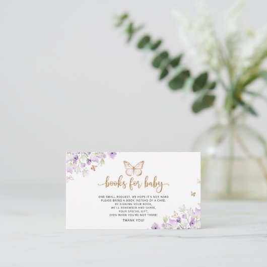 Lila Schmetterlingsbücher Begleitkarte (Stehend Vorderseite)
