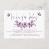 Lila Schmetterlingsbücher für Baby, Babydusche Begleitkarte (Vorderseite)