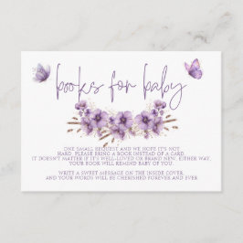 Lila Schmetterlingsbücher für Baby, Babydusche Begleitkarte