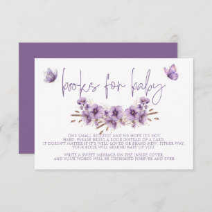 Lila Schmetterlingsbücher für Baby, Babydusche Begleitkarte