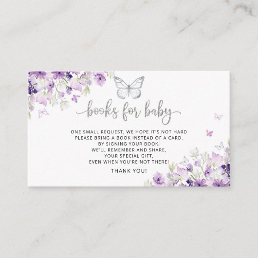 Lila Schmetterlingsbücher für die Beibehaltung von Begleitkarte (Vorderseite)