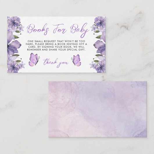 Lila Schmetterlingsbücher für Kinder Begleitkarte (Vorne/Hinten)