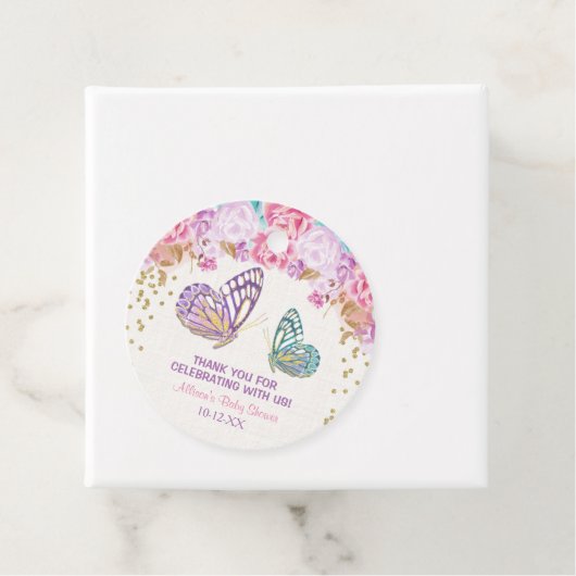 Lila Schmetterlingsdusche aus Rosa Gold Geschenkanhänger (Beispiel)