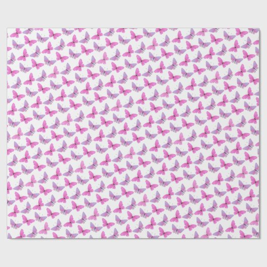 Lila Schmetterlingsfarbe Rosa Weiß Geschenkpapier (Flach)