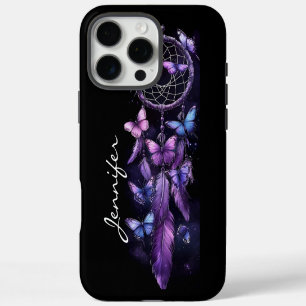 Lila Schmetterlingsfeder-Traumfänger iPhone 16 Pro Max Hülle