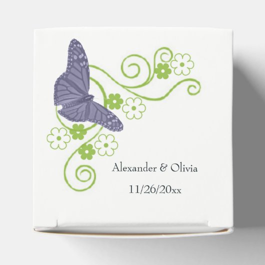 Lila Schmetterlingsflora-Gastgeschenk Hochzeit Geschenkschachtel (Oben)