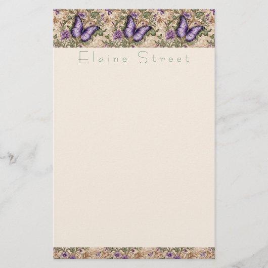 Lila Schmetterlingsflora und Kräuterstationierung Briefpapier (Vorderseite)