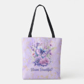 Lila Schmetterlingsgarten Tasche (Rückseite)