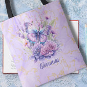 Lila Schmetterlingsgarten Tasche