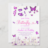 Lila Schmetterlingsgeburt Einladung (Vorderseite)