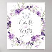 Lila Schmetterlingskarten und -geschenke aus Silbe Poster (Vorne)