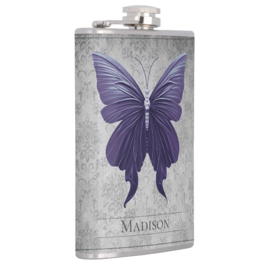 Lila Schmetterlingskolben Flachmann (Rechts)