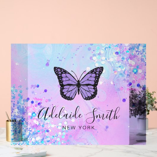 lila Schmetterlingskonstruktion Acrylschild (Hochzeit)