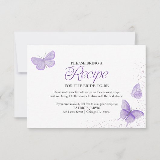 Lila Schmetterlingskrebs-Brautparty Einladung (Vorderseite)