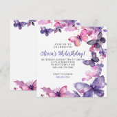 Lila Schmetterlingsmädchen Einladung (Vorne/Hinten)