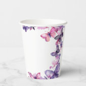 Lila Schmetterlingsmädchen Pappbecher (Rückseite)