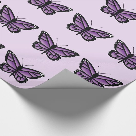 Lila Schmetterlingsmuster Geschenkpapier (Ecke)