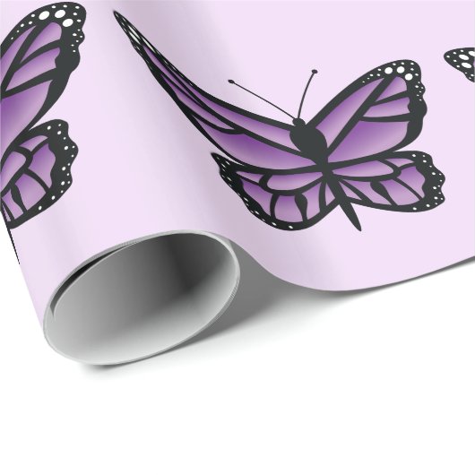 Lila Schmetterlingsmuster Geschenkpapier (Rolleneckpunkt)