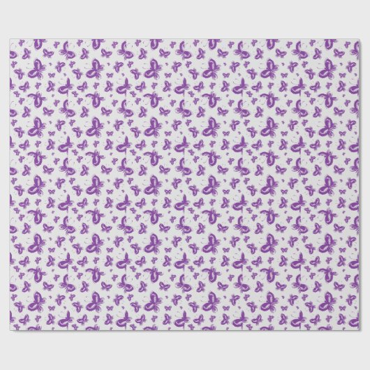 Lila Schmetterlingsmuster Geschenkpapier (Flach)