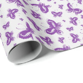 Lila Schmetterlingsmuster Geschenkpapier (Rolleneckpunkt)