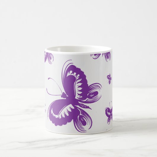 Lila Schmetterlingsmuster Kaffeetasse (Mittel)